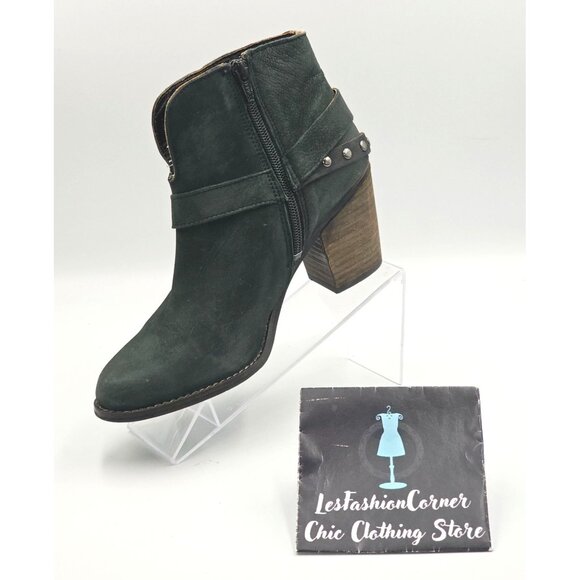 Matisse Women's Gray Leather Harney Heeled Ankle Boots Studded Strap Sz7.5 2919 - Picture 14 of 16